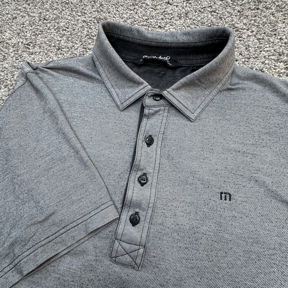 Travis Mathew Polo Men's Large Gray Golf Performance Stretch‎ Heathered